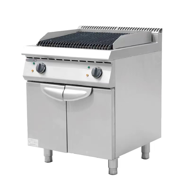 Electric volcanic stone oven with cabinet