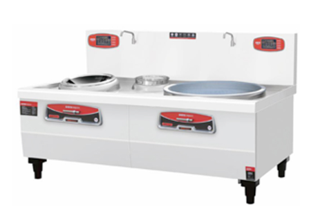 Yeşil manyetik tavada kızartma, bir kuyruk, bir büyük tencere